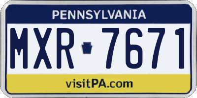 PA license plate MXR7671
