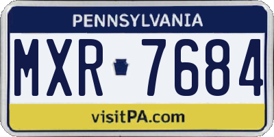 PA license plate MXR7684