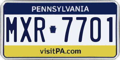 PA license plate MXR7701
