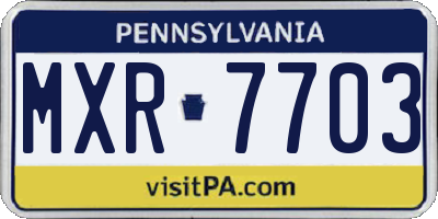 PA license plate MXR7703