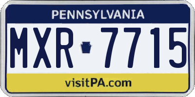PA license plate MXR7715