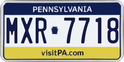 PA license plate MXR7718