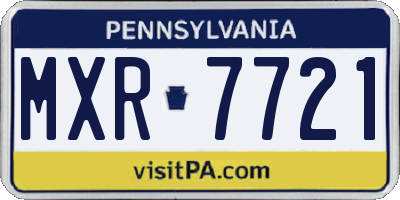 PA license plate MXR7721