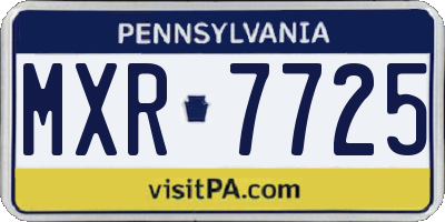 PA license plate MXR7725