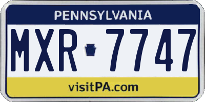 PA license plate MXR7747