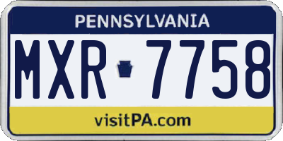 PA license plate MXR7758