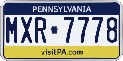 PA license plate MXR7778