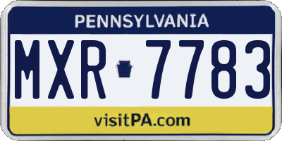 PA license plate MXR7783