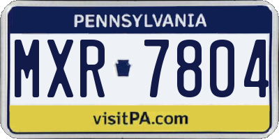 PA license plate MXR7804