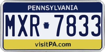 PA license plate MXR7833