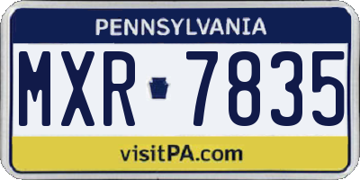PA license plate MXR7835