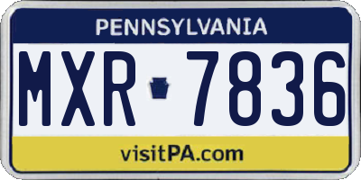 PA license plate MXR7836