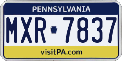 PA license plate MXR7837