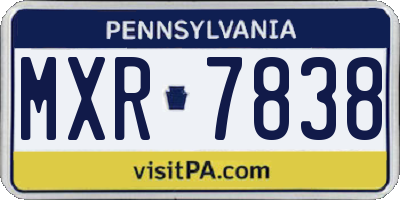 PA license plate MXR7838