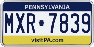 PA license plate MXR7839