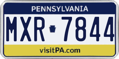 PA license plate MXR7844