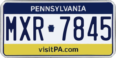 PA license plate MXR7845