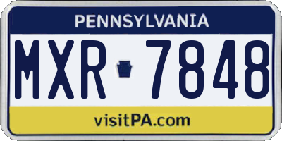 PA license plate MXR7848