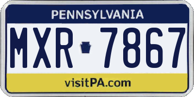 PA license plate MXR7867