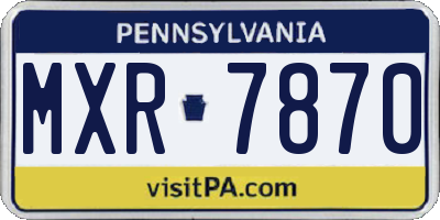 PA license plate MXR7870