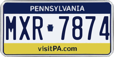 PA license plate MXR7874
