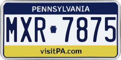 PA license plate MXR7875