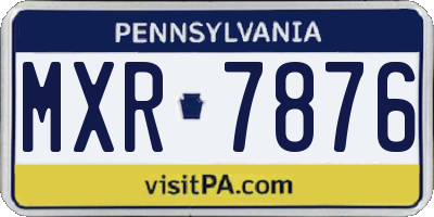 PA license plate MXR7876