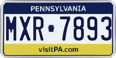 PA license plate MXR7893