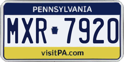 PA license plate MXR7920