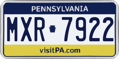 PA license plate MXR7922
