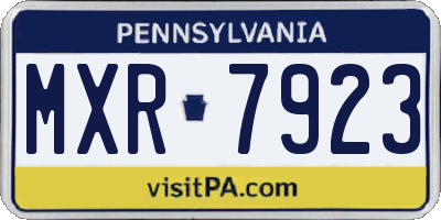 PA license plate MXR7923