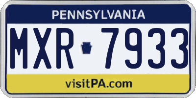 PA license plate MXR7933