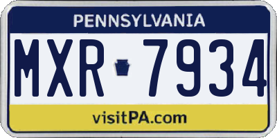 PA license plate MXR7934