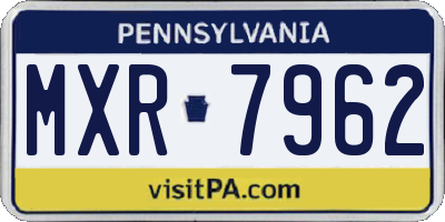 PA license plate MXR7962