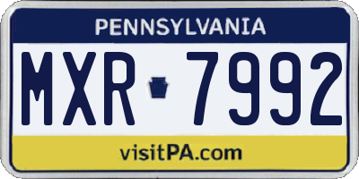 PA license plate MXR7992