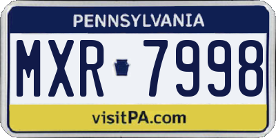 PA license plate MXR7998