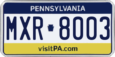 PA license plate MXR8003