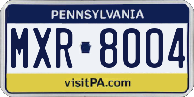 PA license plate MXR8004