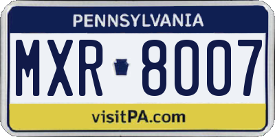 PA license plate MXR8007