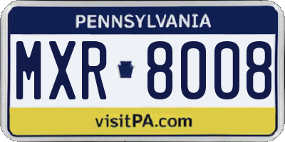 PA license plate MXR8008