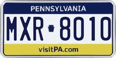PA license plate MXR8010