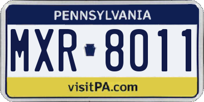 PA license plate MXR8011