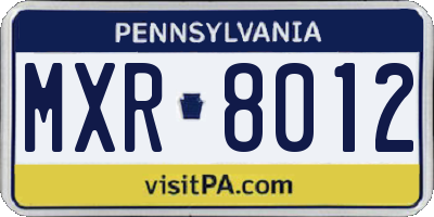 PA license plate MXR8012