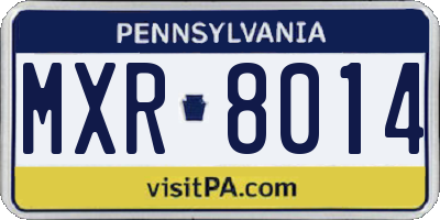 PA license plate MXR8014