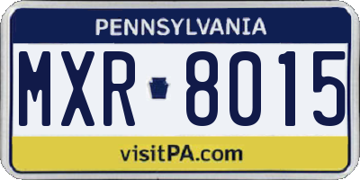 PA license plate MXR8015