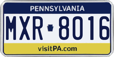 PA license plate MXR8016