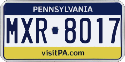 PA license plate MXR8017