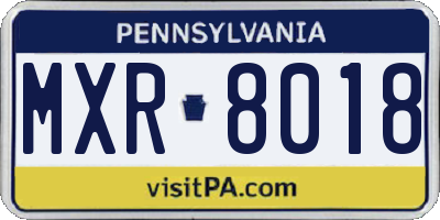 PA license plate MXR8018