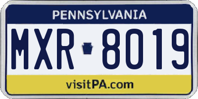 PA license plate MXR8019