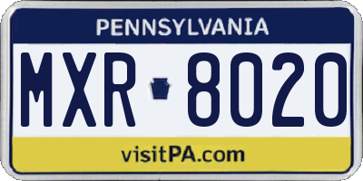 PA license plate MXR8020